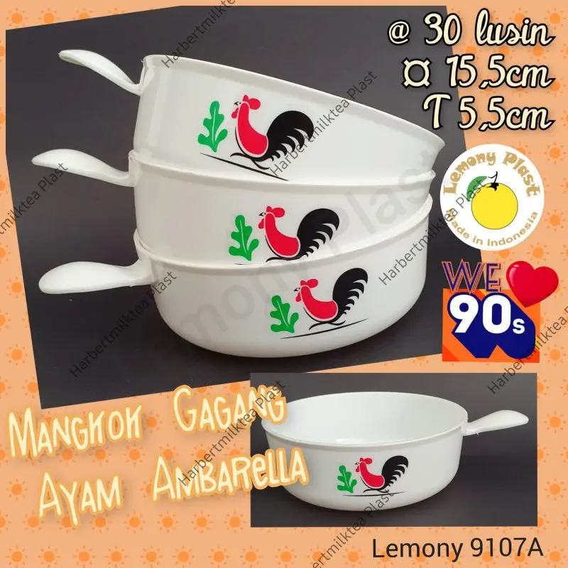Mangkok plastik / mangkok kuah plastik gagang Ambarella/mangkok ayam Shock-Absorbing Mangkuk Sereal