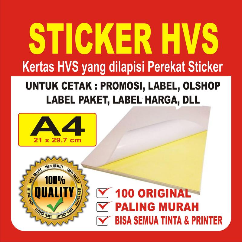 Sticker Paper Doff Sticker HVS A4 isi 50 & 20 lembar / Kertas Stiker Inkjet Doff Matte A4 ...