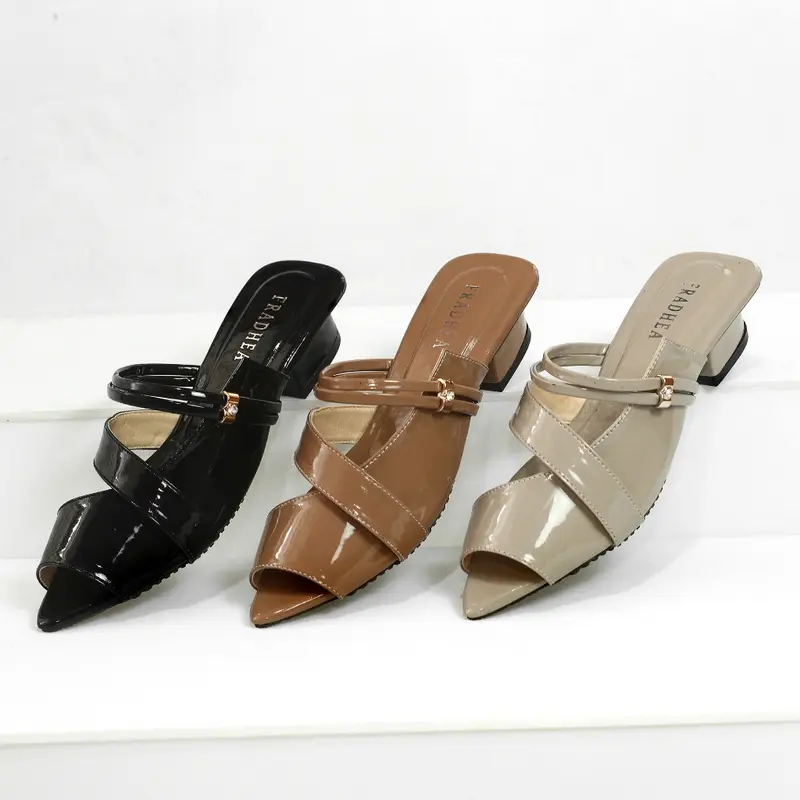 Morilovy Sepatu Sandal Mules Tali Wanita Shoes Elegan Kekinian Hak 3cm IB 05 1
