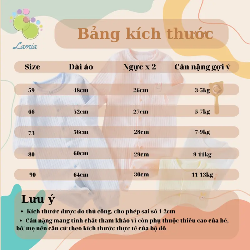 Sleepsuit thu đông dài tay, bộ áo liền thân cho bé trai bé gái sơ sinh 07BDD Cotton Kem 5