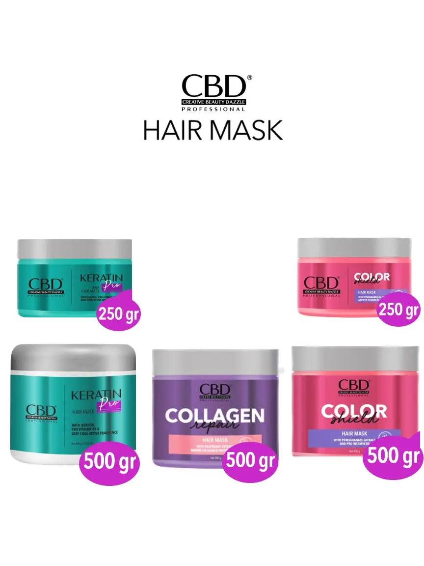 CBD HAIRMASK PROFESSIONAL DAILY KERATIN PRO | COLOR SHIELD | COLLAGEN REPAIR HAIR MASK 500GR  Bebas Silikon Conditioner Shampoo