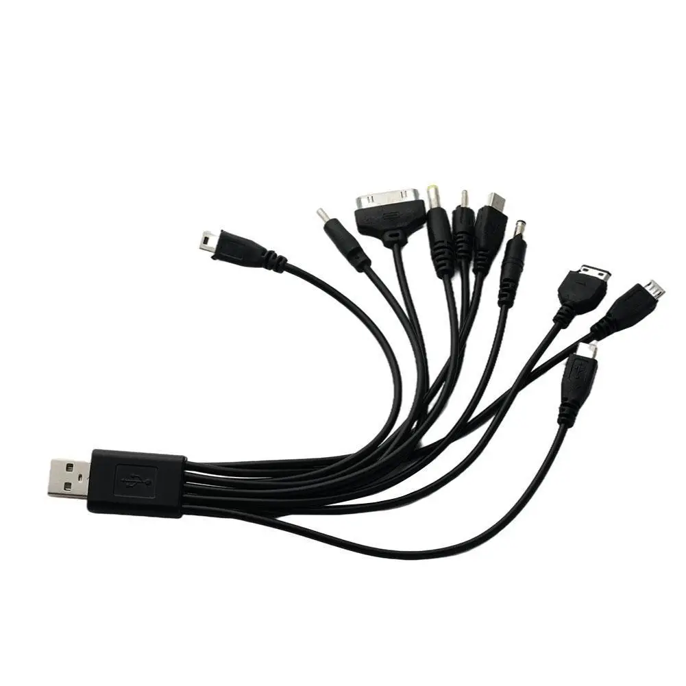 Kabel USB Pelbagai Fungsi, 10 Dalam 1, Penyambung Kord Kabel Pengecasan USB Telefon, Serasi dengan Nokia, LG, Samsung, Sony, Ipod, Motorola