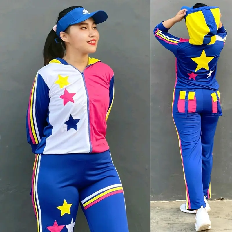 Stelan Olahraga Pelangi Biru Kombinasi 2