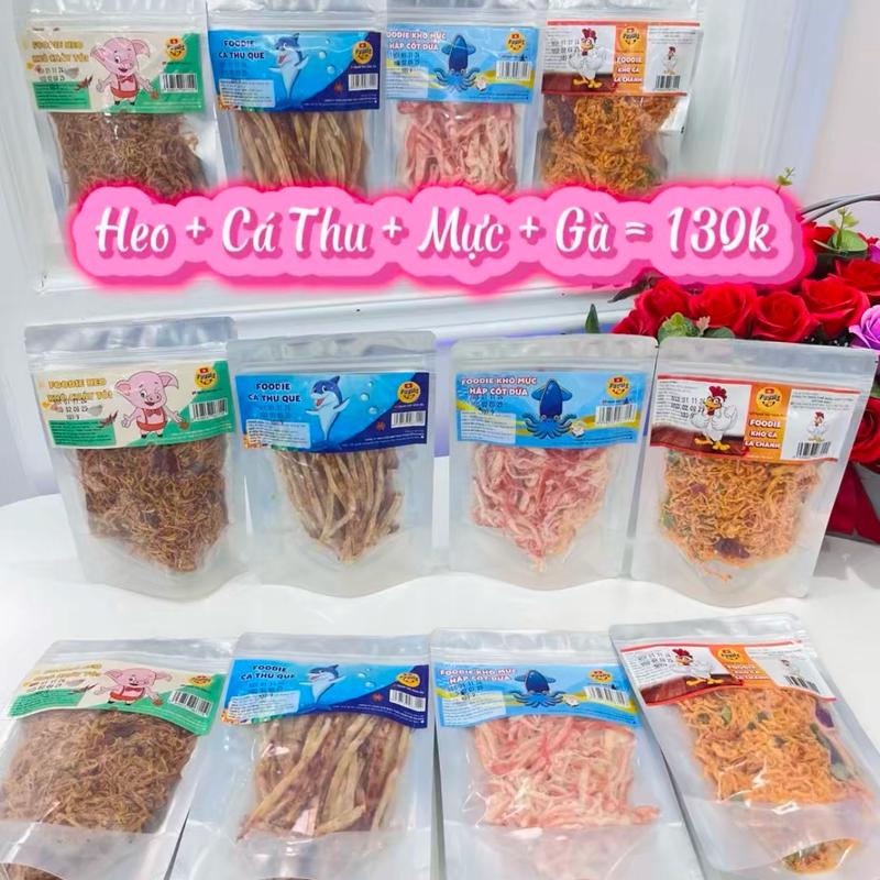 MỰC HẤP CỐT DỪA + CÁ THU QUE+  KHÔ HEO CHÁY TỎI + KHÔ GÀ LÁ CHANH siêu ngon đỉnh nóc hàng chất lượng