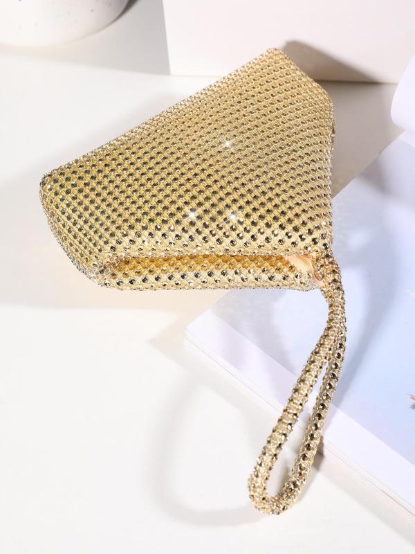 Women's Elegant Glitter Sequined Party Evening Bag With Zipper, Geometric Design Glamorous Bling Mini Clutch Purse For Wedding Party 8