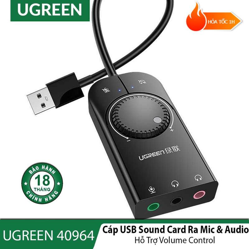  Card Âm Thanh USB to 3.5m Ugreen 40964 CM129,điều chỉnh Volume control Chính Hãng 