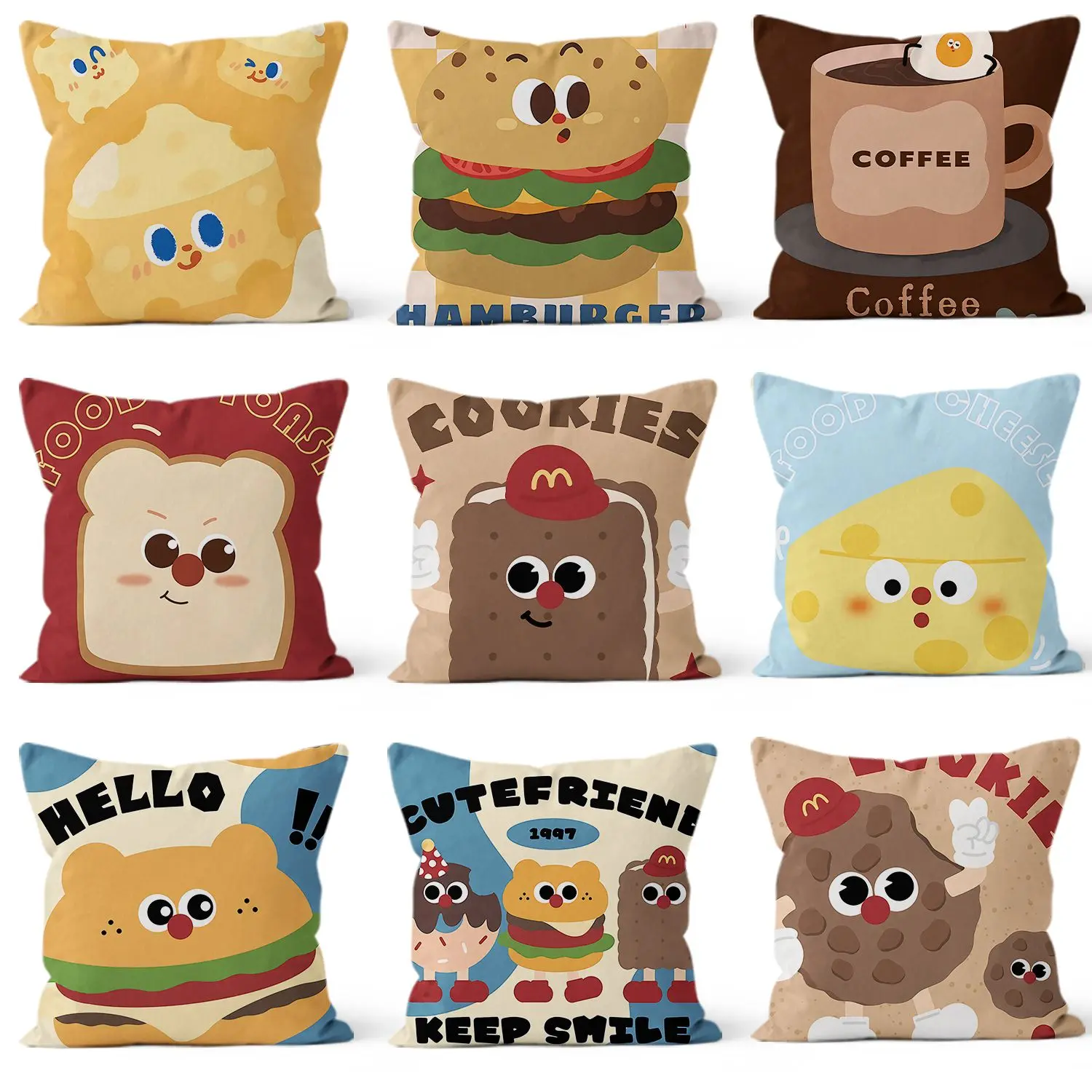 Bantal Makanan Retro, Kusyen Boleh Tanggal dan Boleh Basuh, Bantal Tidur Pejabat, Bantal Belakang, Sesuai untuk Rumah dan Pejabat, [Penghantaran Pesanan Pelanggan Berulang 4781] Soft Textiles