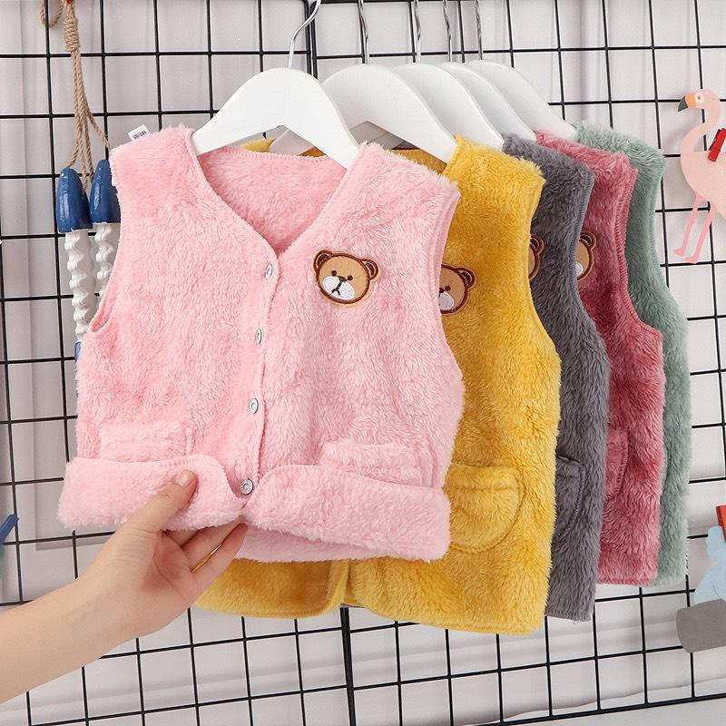 Áo gile lông cho bé trai bé gái áo khoác thu đông cho bé Gill