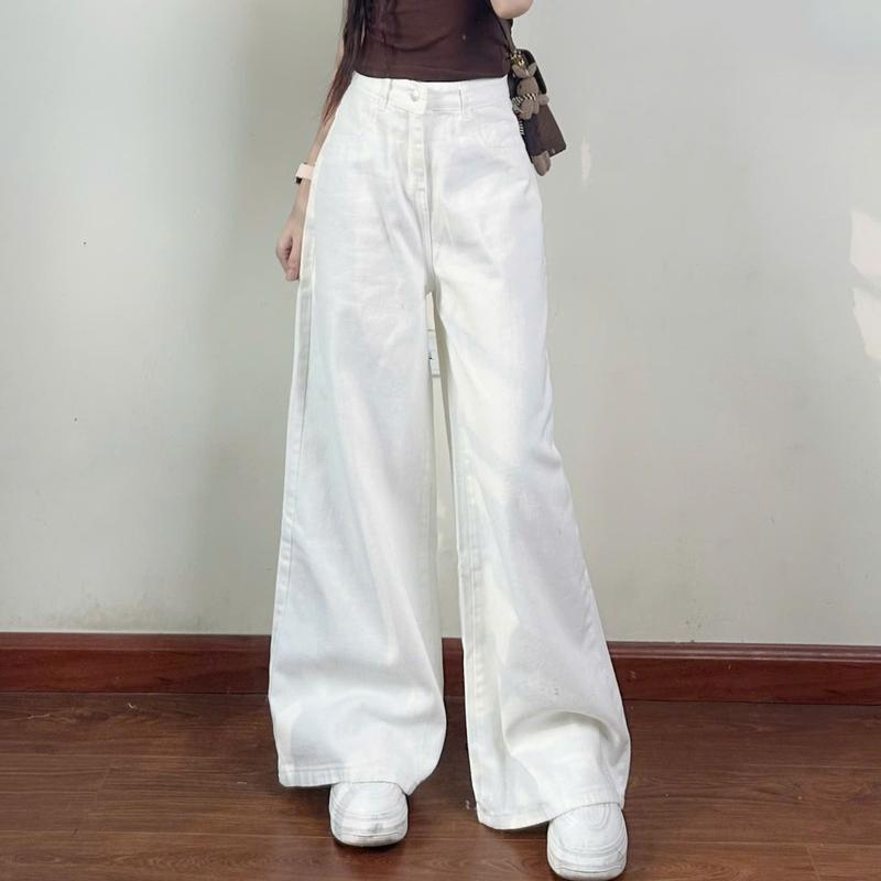 Quần jean ống rộng loe màu retro mài chất jean mềm Women - 7613/6222 9