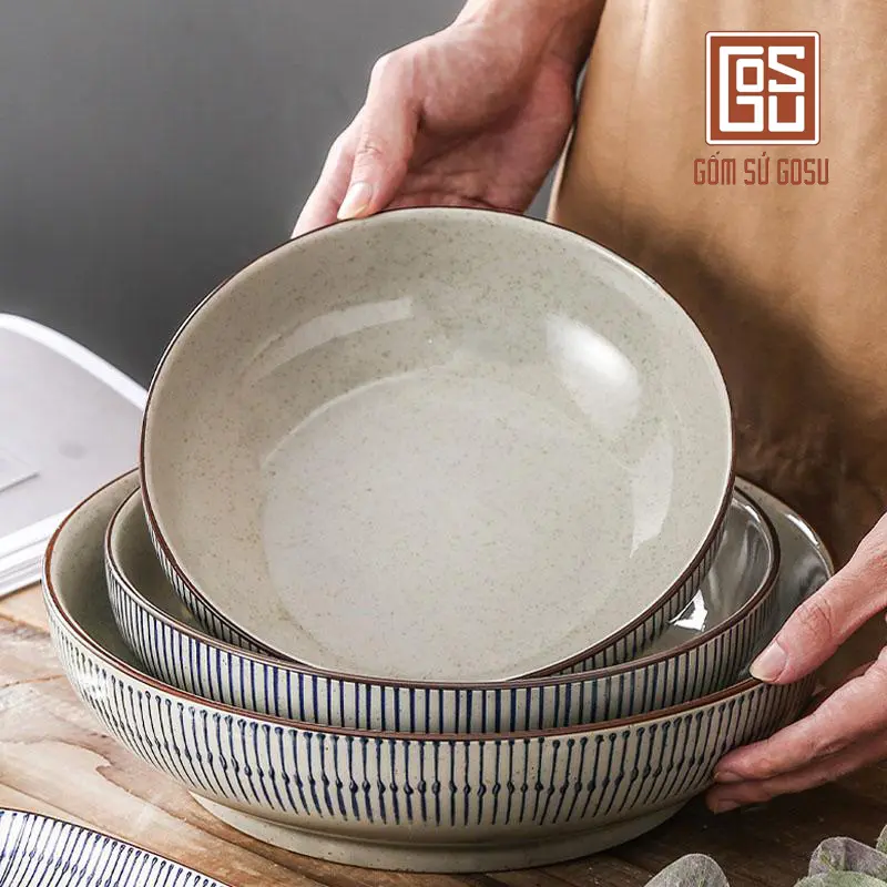 Bán lẻ bộ bát đĩa men tiêu cổ tráng men cao cấp 1