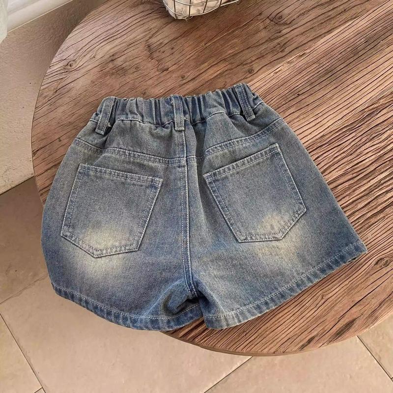 Product Introduction of Quần Short Denim, Cho Bé Gái, Hàng Mới Về Mùa Hè 2025, Phong Cách Hàn Quốc, Thường Ngày, Mỏng, Quần Nóng, Thích Hợp Cho Trẻ Mới Biết Đi Và Trẻ Em, Quần Túi Hộp Dễ Phối Đồ quần  đùi  cho  bé  gái  35  đến quần  đùi  rách  cho  bé  gái baggy  clothes  girls 8