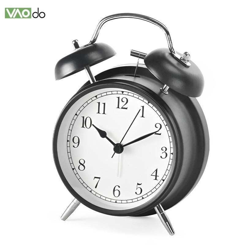 Alarm Clock, 1 Count Loud Alarm Clock, Twin Bell Analog Clock, Battery Operated Design Round Clock with Backlight for Bedroom, Home Goods 0