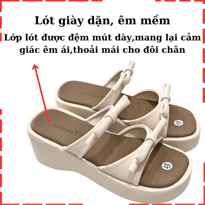 Vyshoesshop - Dép bánh mì nữ Bigsize (nhiễu xịn) - 2 nơ nhị xinh, đệm dép cực êm, đế cao cấp chống trơn trượt M439 - GiàY, Giày Bệt DéP Nhung Hoa sandal  nữ 6
