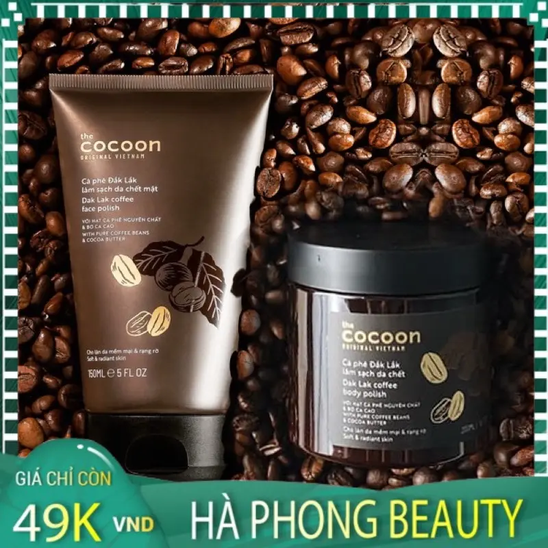 Bộ Tẩy da chết Cafe dak lak Cocoon: tẩy da chết mặt face cocoon cà phê đắk lắk 150ml và body toàn thân 200ml - HÀ PHONG Beauty