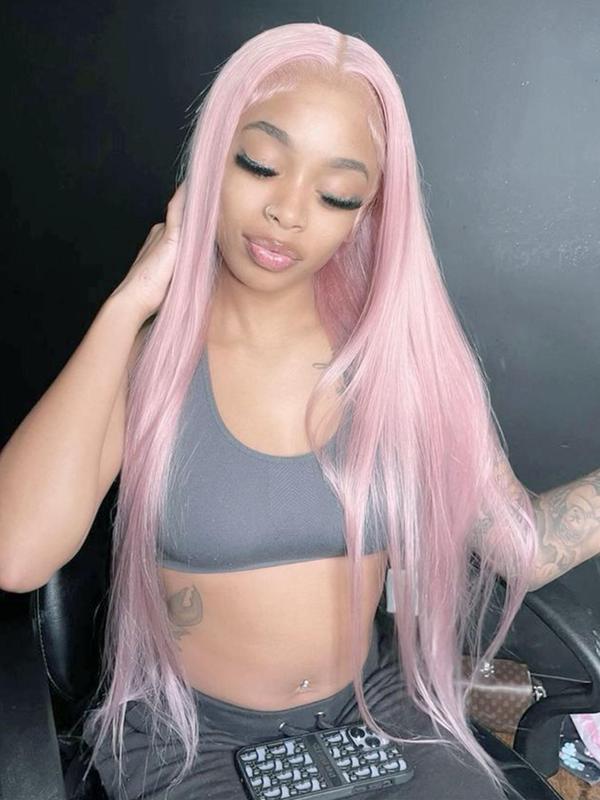 Hairstyle Ideas Women's 28inch Long Straight Synthetic Lace Front Hair Wigs, Glueless Natural Fluffy Heat-resistant Wigs without Bangs, Trendy Synthetic Wigs for Party, Daily Hairstyle Ideas, Gifts for Girlfriend 1