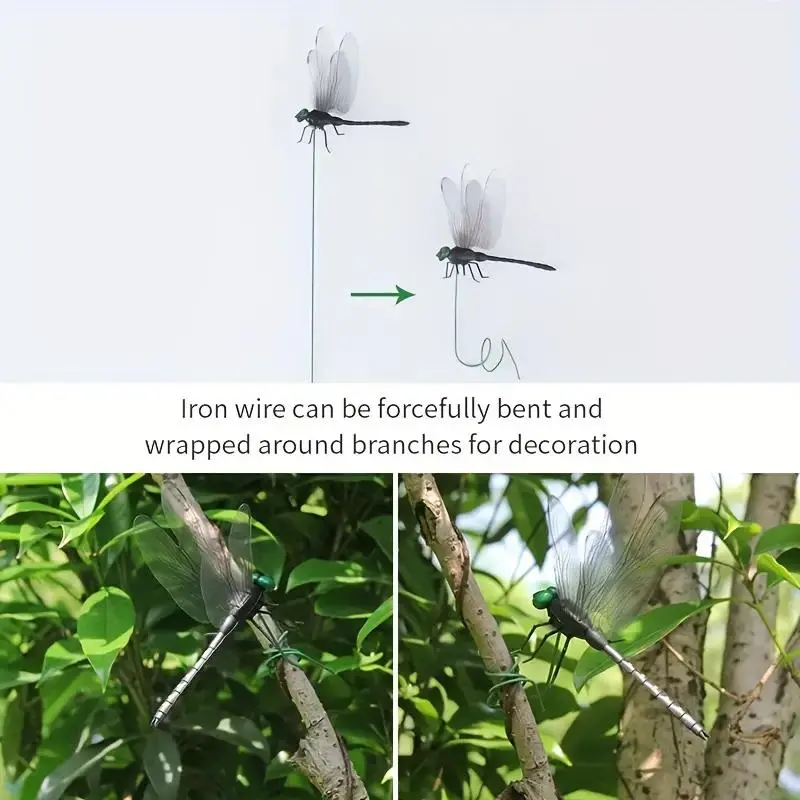 Dragonfly Design Garden Stake (4pcs/set), Garden Decor Stake with Bendable Wire, Garden Decoration Supplies for Home Yard Garden 3