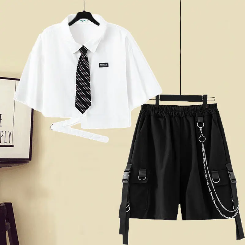 Bộ Đồ Học Sinh Unisex Mùa Hè, Phong Cách Hàn Quốc, Bộ Hai Mảnh Áo Sơ Mi ngắn Tay Và Quần Short Túi Hộp, Thiết Kế Dáng Rộng Rãi, Được Yêu Thích (2058 Bộ Sưu Tập), 2024