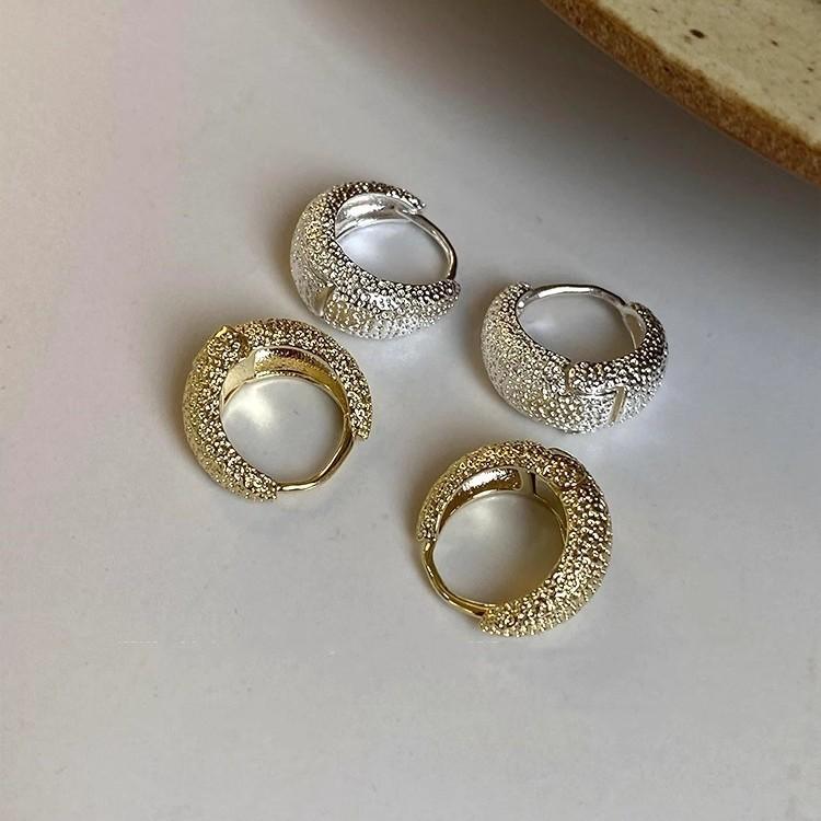 Metal Minimalist Matte Hoop Earrings New High-end Stud Earrings Unique Temperament Ear Jewelry for Women 2