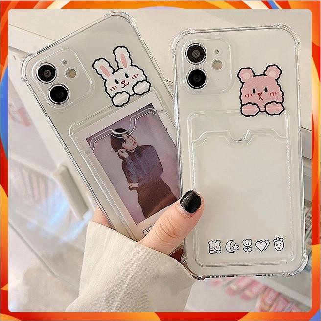 Ốp lưng iPhone Trong suốt có cài thẻ in Hình Thỏ gấu ct1511 Phụ Kiện