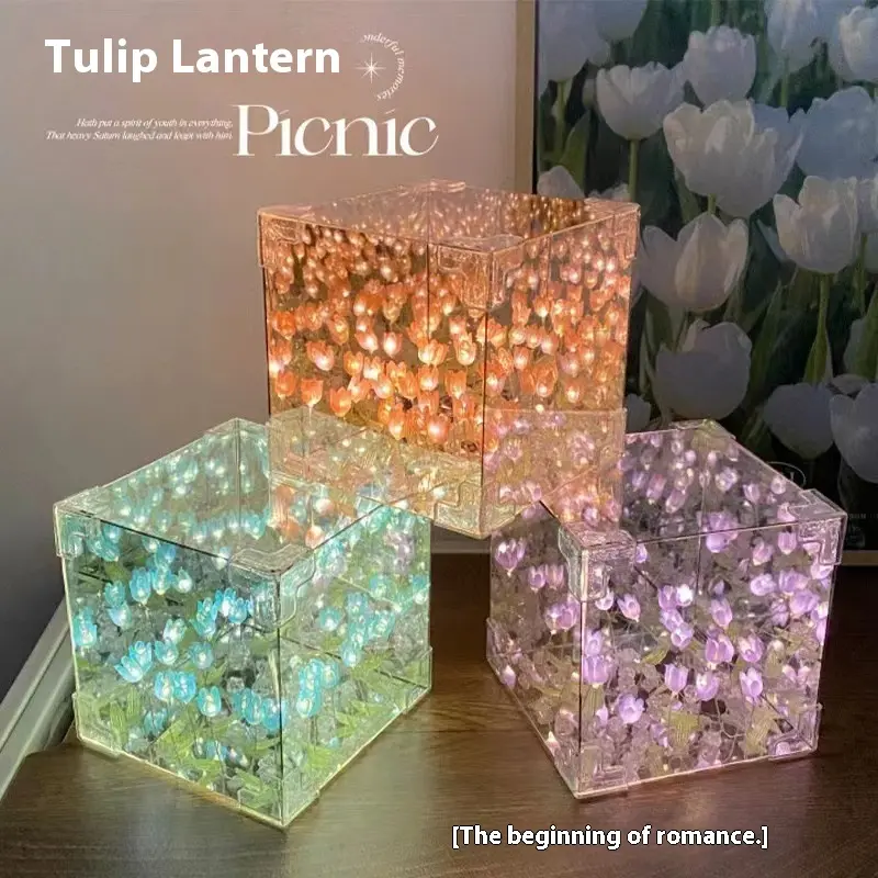 Khối Lập Phương Ma Thuật, Đèn Ngủ Hoa Tulip, Làm Bằng Tay, Vật Liệu Thủ Công, Thích Hợp Làm Quà Sinh Nhật Cho Bạn Gái, Quà Tặng Nhỏ Đồ Trang Trí 2