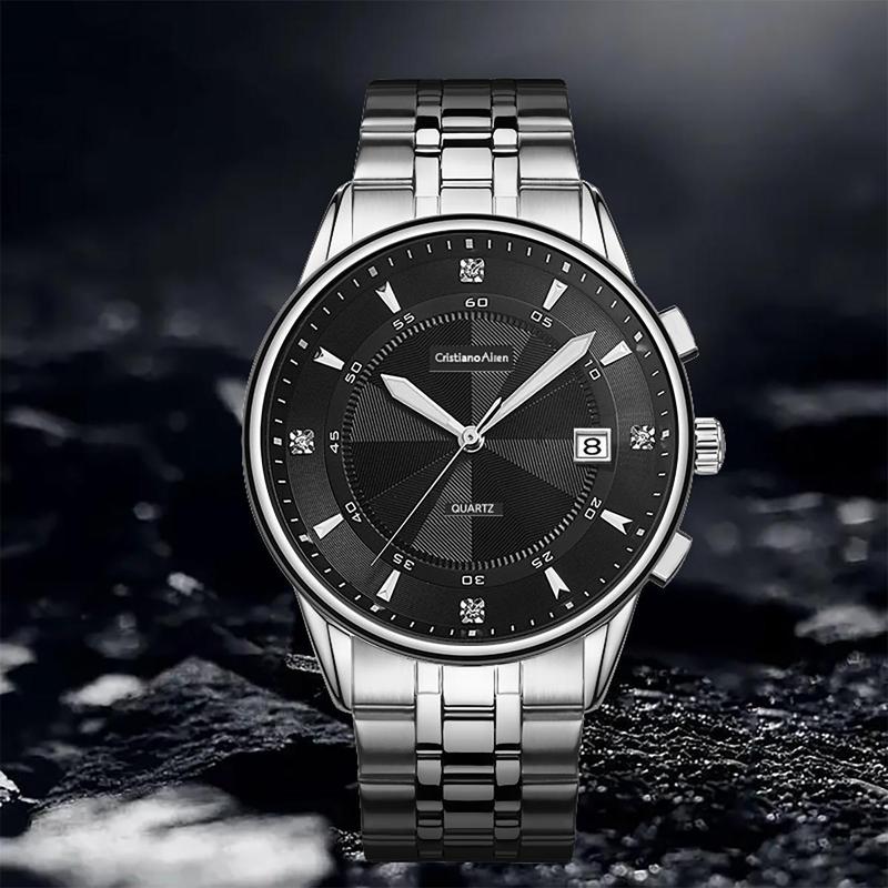 Cristiano Aillen Jam Tangan Pria 0848 Rantai Stainless Steel Tgl Aktif Water Resistant 3 ATM Watches 0