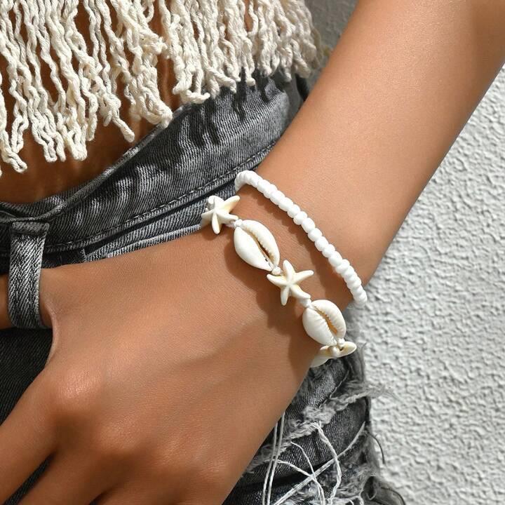 Set 2 vòng tay đi biển mix sao vỏ ốc thật 1