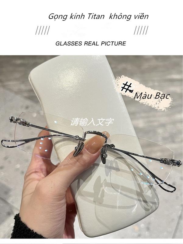 Mắt Kính 0 độ đến có độ cận loạn lão viễn gọng kính titan nguyên chất tròng kính nhựa MR8 mới hiện đại kiểu dáng đẹp
