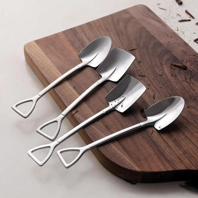 4pcs/set Stainless Ice Cream Spoon, Shovel Spoon, Watermelon Spoon Reusable Small Spoon For Tea Dessert Home Kitchen Party Restaurant Party Supply 7