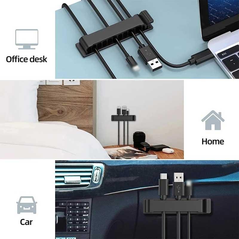 Product Introduction of 20 Pcs/Box Square Data Line Fixer Multifunctional Cable Stroage Rack 10 Holes Furniture Office Desktop Cable Organizer USB Charging Cable Clip 3C Accessories 19