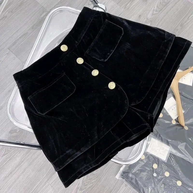quần short giả váy nhung mịn 4cúc dọc siêu hot quần dạ quần sooc Nữ Women 3