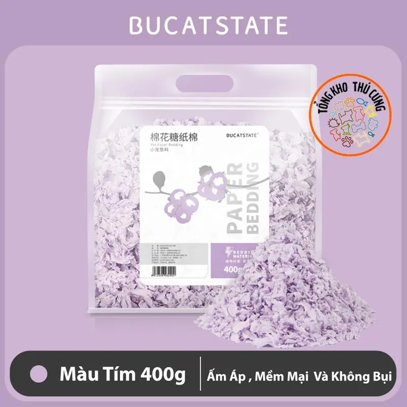 Giấy lót chuồng cho thú cưng nhỏ, làm ổ chuột hamster HÃNG BUCATSTATE bông giấy mềm mại không bụi, bảo vệ hệ hô hấp 400g 5