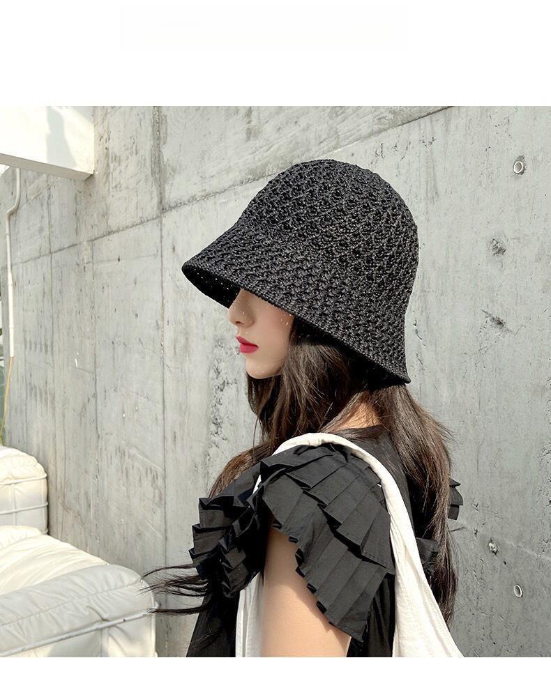 Product Introduction of 1157Fashion Luxury Women's Summer Straw Bucket Hat - Wide Brim, Foldable, Hollow, Sun Visor#FashionHat #SummerStyle #WomenFashion bucket hat 18