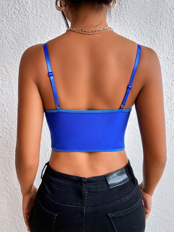 Women's Corset Spaghetti Strap Crop Cami Top, Bustier Asymmetrical Hem Top, Y2K Fashion Sleeveless Top, Summer Clothes Women, Women's Clothing for Summer 2