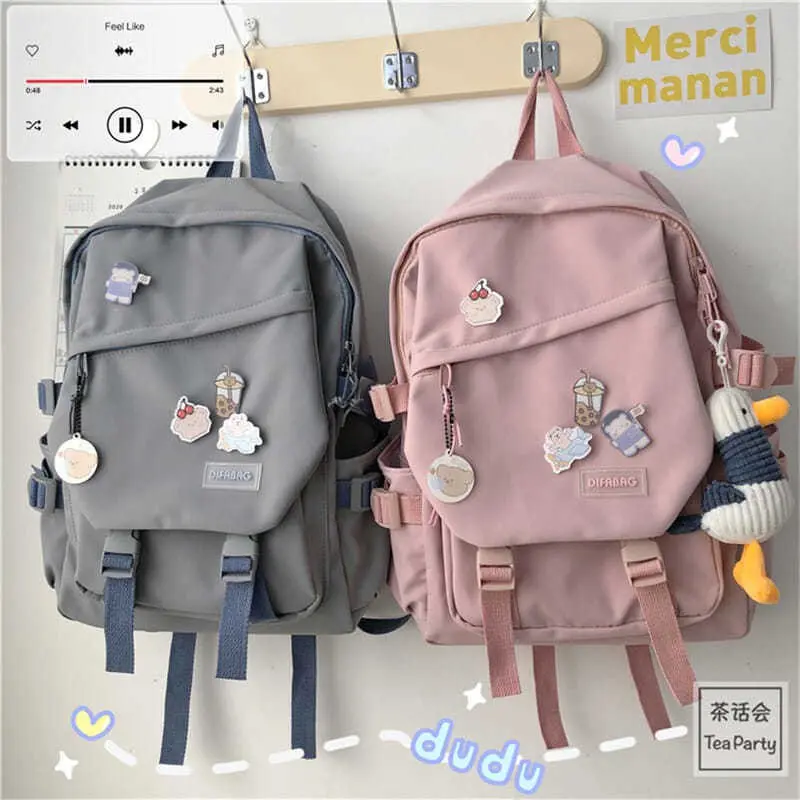 Cặp Sách, Phong Cách Hàn Quốc, Bán Chạy, Thích Hợp Cho Bé Gái Và Học Sinh, Ba Lô Nylon Màu Hồng, Có Thể Đựng Được Máy Tính Xách Tay 14 Inch, [RainbowHouse], Beg Sekolah Perempuan 0