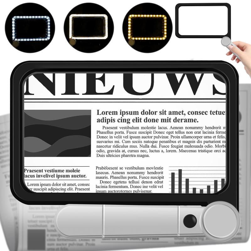 Product Introduction of Large Square Magnifying Glass Foldable Full Page 5X Magnifier 72 LED Lighted Magnifier Handheld Magnifying Glass Lens Battery Operated Illuminated Magnifier for Seniors Reading K1SE9 39