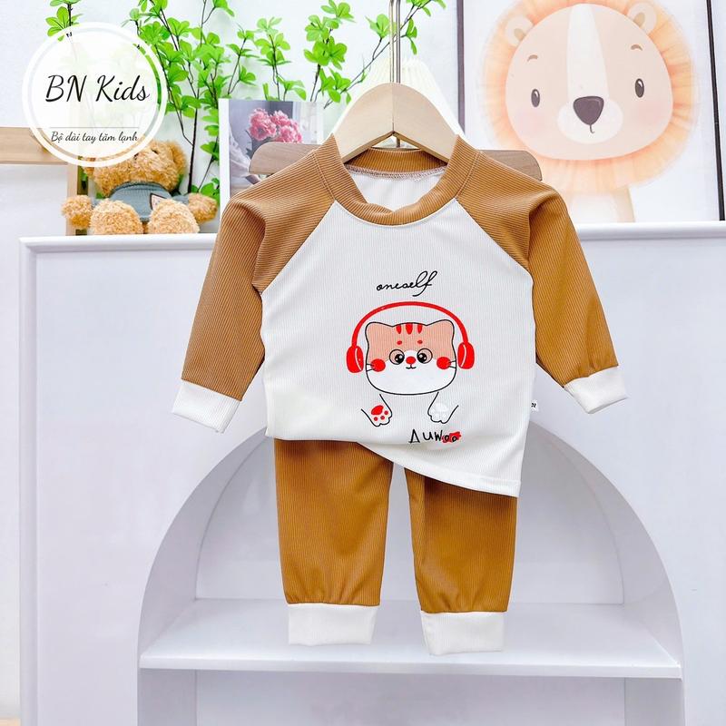 Đồ bộ TAY DÀI cho bé- đồ bộ thun tăm loại 1 cho bé đi học đi chơi- set bộ bé trai Suits & Sets Sandal nỉ jean 5