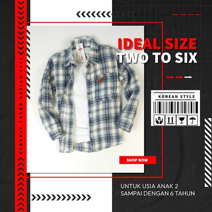Twinbee Kemeja Flanel Anak Laki Laki Lengan Panjang Usia 1 2 3 4 5 6 7 Tahun Import Cream Biru Merah Korean Style Premium 4