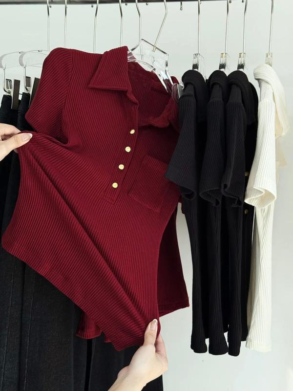 Goowear Luna Top Áo Thun Gân Cotton Mềm Ngắn Tay Cổ Trụ Ôm Body Cao Cấp Tôn Dáng Sáng Da 3