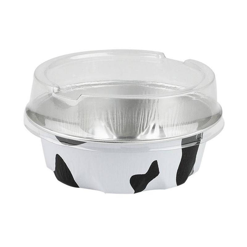 Product Introduction of 10PCS Heat Resistant Small Baking Tray Tinfoil Cups with Lids Reusable Mini Snack Containers Aluminum Foil Tin Cup Muffin Cupcake Cups Pudding Cake Mold Dessert Cups 14