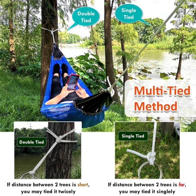 Product Introduction of Duyan Ice silk Hammock Hiking Outdoor Foldable Sleeping Hammock 200KG Travel Hammock Breathable hammock reggae 39