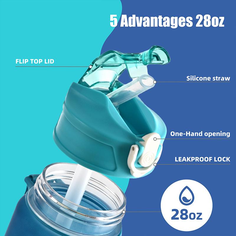 Product Introduction of Bình Nước Thể Thao, Dung Tích Lớn 800ml / 28oz, Chống Rò Rỉ, Cốc Nhựa Đầy Màu Sắc, Thích Hợp Để Uống Nước, Lý Tưởng Cho Du Lịch Ngoài Trời, Cầm Tay, Thích Hợp Cho Phòng Tập Gym Thể Dục Và Thể Dục, Bình 28