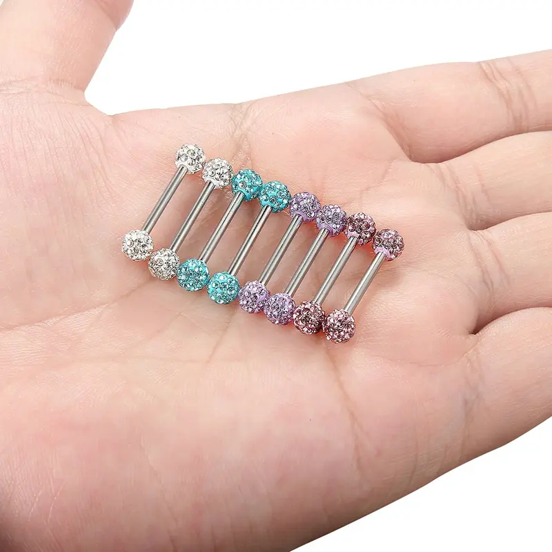 Bộ Trang Sức Xỏ Khuyên Thanh Tạ Móng Lưỡi, Chất Liệu Thép Không Gỉ, Đen Trắng, Dành Cho Phụ Nữ Và Nam Giới, Trang Sức Xỏ Lỗ Cơ Thể khuyênlưỡi giả 3
