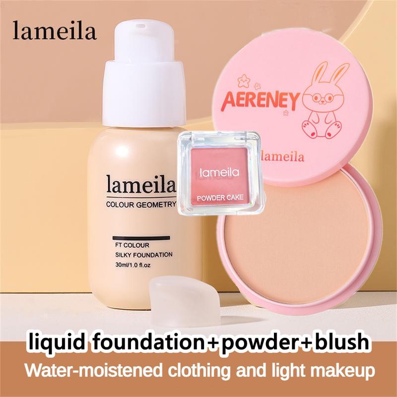 Bộ Trang Điểm Mặt, 3 Món, Kem Nền Không Thấm Nước, Phấn Phủ Và Phấn Đánh, Lớp Hoàn Thiện Lì, Kiểm Soát Dầu, Dạng Lỏng Trong Suốt, Kem Che Khuyết Điểm, Lâu Trôi, Kem BB Dưỡng Ẩm, Mỹ Phẩm
