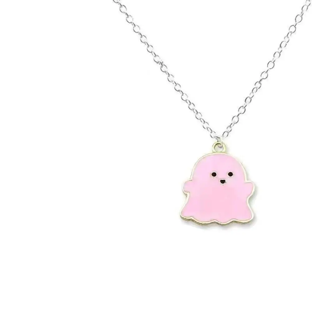 Cute Ghost Pendant Necklace for Friendship Cartoon Alloy Jewelry Gift