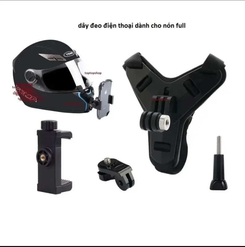 Mount Gắn Cằm Lắp Gopro Kẹp Điện Thoại Nón FullFace Phụ Kiện Camera 0