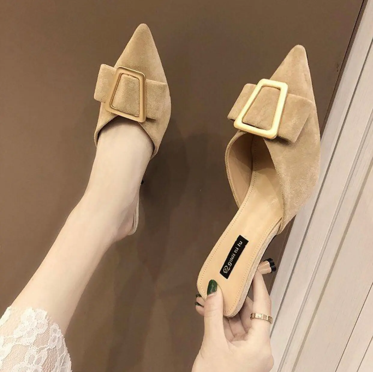 Sục cao gót nữ cao 5 phân chất nỉ cực xinh