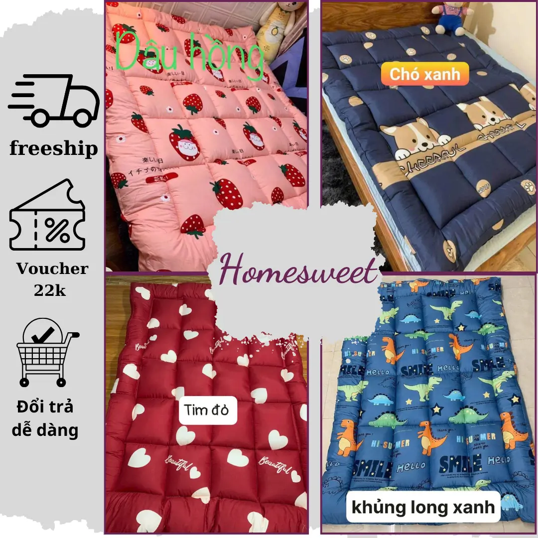 Nệm Topper thoáng khí Chất lượng cao, Trải đệm cứng, Trải giường, Trải Sàn đầy đủ kích thước màu sắc