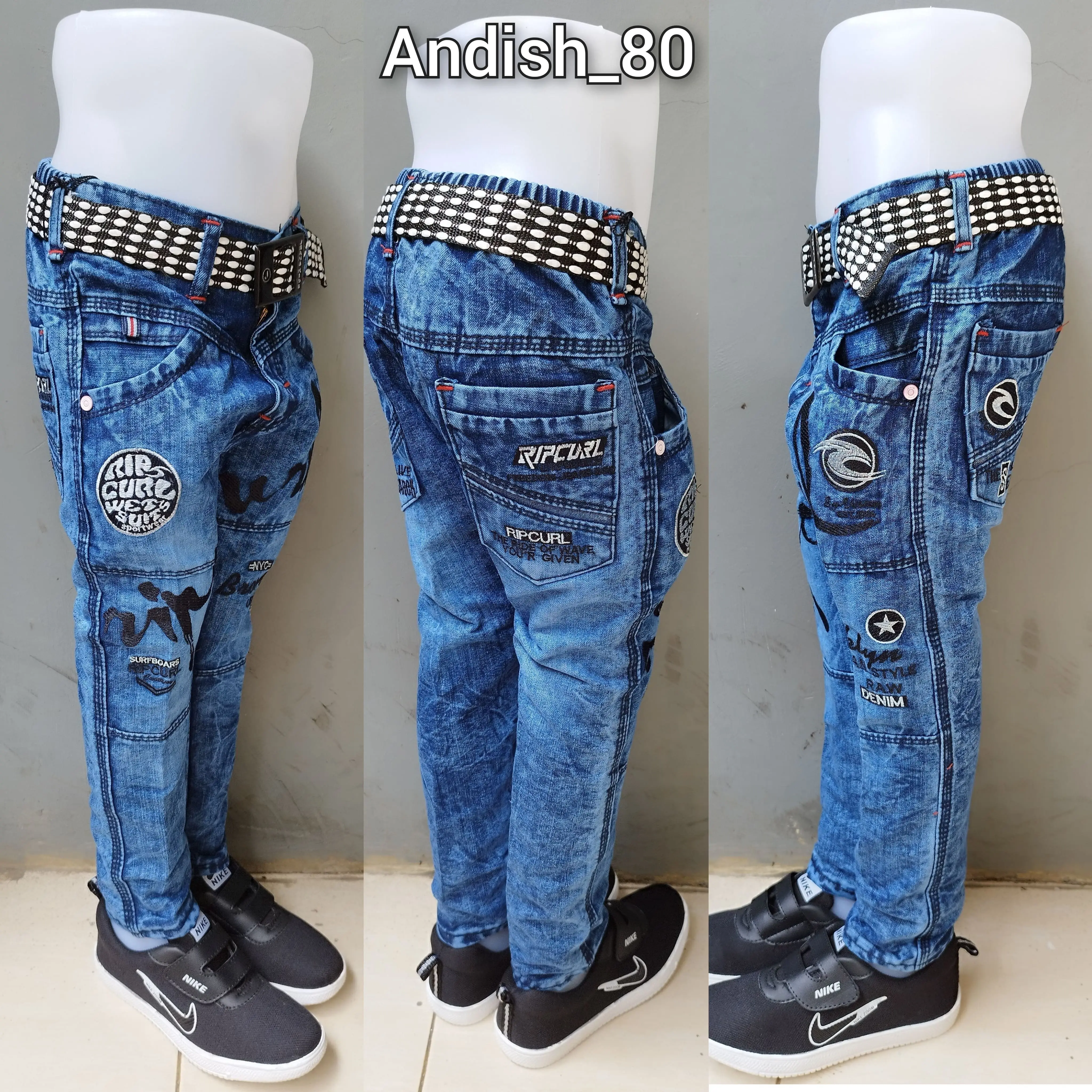 celana jeans panjang anak laki usia 3-12 tahun motif bordiran anak cowok modis dan keren