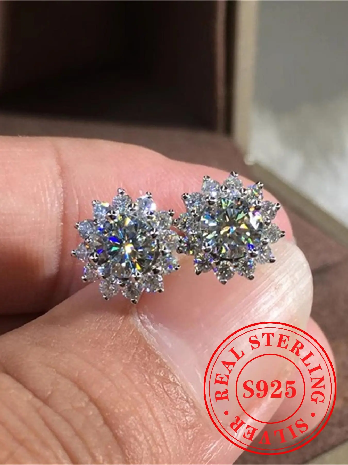 925 Sterling Silver Fashion Artificial Zircon Inlaid Stud Earrings, Fashion Jewelry for Party, Daily Clothing Decor, Trendy All-match & Exquisite Jewelry for Gift
