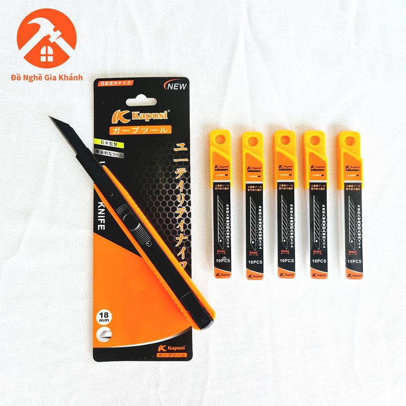 Combo 1 con dao rọc giấy mini dao cắt decal,biển quảng cáo và 50 lưỡi dao thay thế kapusi chính hãng